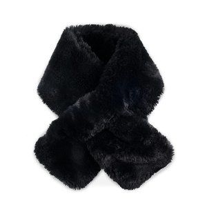 Luxurious Faux Fur Pull Through Black Scarf